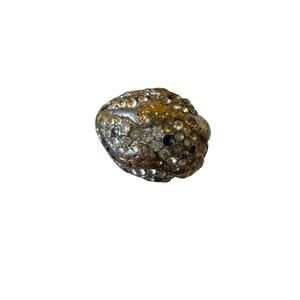 Vintage 1960s Vendome Adjustable Gold Nugget Style Ring w Rhinestones